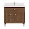 James Martin Vanities 36'' Single Vanity, Mid-Century Walnut w/ Single Hole 3 CM White Zeus Quartz Top & Backsplash 424-V36-WLT-1WZ - alternate 1